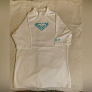 Roxy Women’s Rashguard - White with Blue Logo